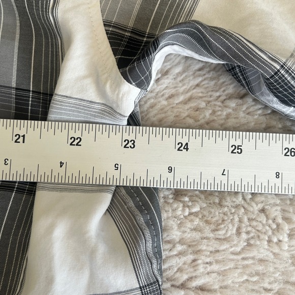 Indie Skater Grunge Plaid Oversized Shirt Button Up Short Sleeve Dad‎ Grey Black - Picture 5 of 7